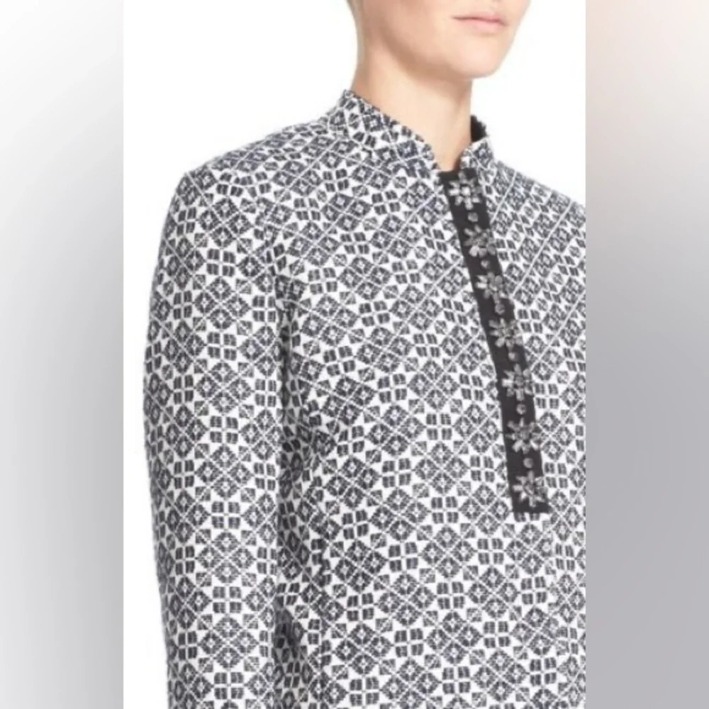 NWT Tory Burch Embellished Crystal Jeweled Blazer Jacquard Cotton Blend Jacket